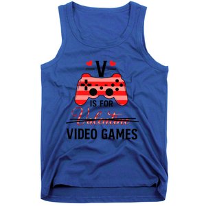 V Is For Video Games Funny Valentines Day Gamer Gift Tank Top