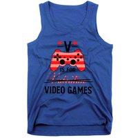 V Is For Video Games Funny Valentines Day Gamer Gift Tank Top