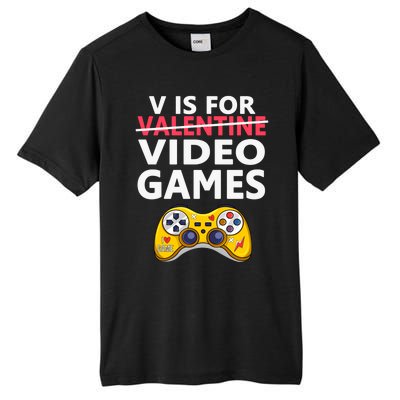 V Is For Video Games Funny Valentines Day Gamer Meaningful Gift Tall Fusion ChromaSoft Performance T-Shirt