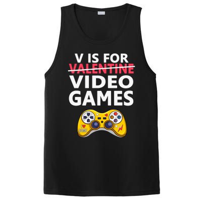 V Is For Video Games Funny Valentines Day Gamer Meaningful Gift PosiCharge Competitor Tank