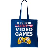 V Is For Video Games Funny Valentines Day Gamer Meaningful Gift Tote Bag