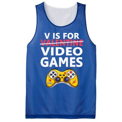 V Is For Video Games Funny Valentines Day Gamer Meaningful Gift Mesh Reversible Basketball Jersey Tank