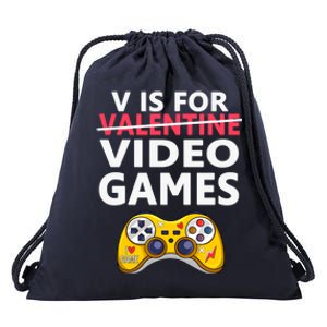 V Is For Video Games Funny Valentines Day Gamer Meaningful Gift Drawstring Bag