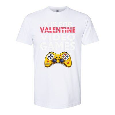 V Is For Video Games Funny Valentines Day Gamer Meaningful Gift Softstyle CVC T-Shirt