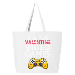 V Is For Video Games Funny Valentines Day Gamer Meaningful Gift 25L Jumbo Tote