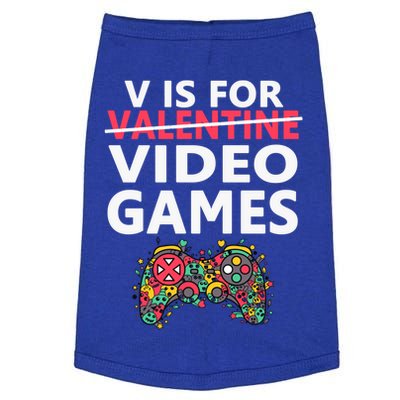 V Is For Video Games Funny Valentines Day Gamer Gift Doggie Tank