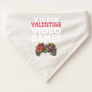 V Is For Video Games Funny Valentines Day Gamer Gift USA-Made Doggie Bandana