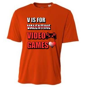 V Is For Video Games Funny Valentines Day Gamer Cool Gift Cooling Performance Crew T-Shirt