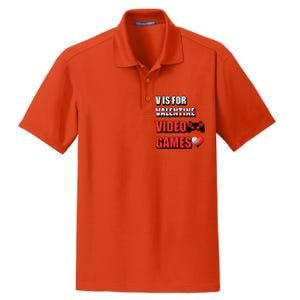 V Is For Video Games Funny Valentines Day Gamer Cool Gift Dry Zone Grid Polo