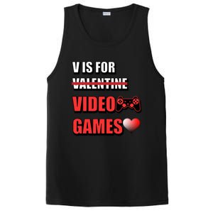 V Is For Video Games Funny Valentines Day Gamer Cool Gift PosiCharge Competitor Tank