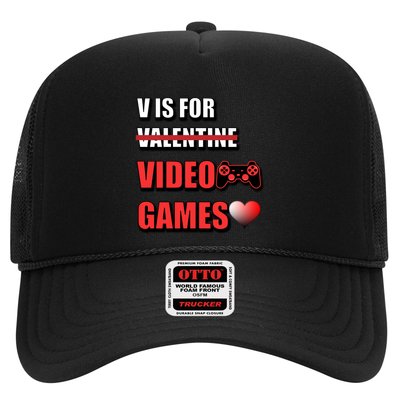 V Is For Video Games Funny Valentines Day Gamer Cool Gift Trucker Hat