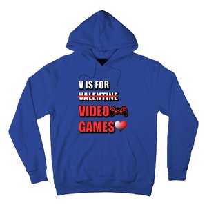 V Is For Video Games Funny Valentines Day Gamer Cool Gift Hoodie