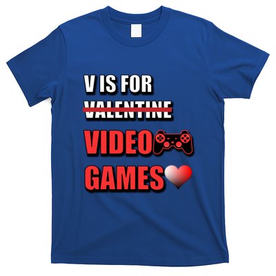 V Is For Video Games Funny Valentines Day Gamer Cool Gift T-Shirt