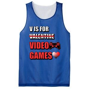 V Is For Video Games Funny Valentines Day Gamer Cool Gift Mesh Reversible Basketball Jersey Tank