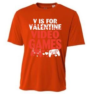 V Is For Video Games Funny Valentines Day Gamer Cute Gift Cooling Performance Crew T-Shirt