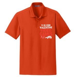 V Is For Video Games Funny Valentines Day Gamer Cute Gift Dry Zone Grid Polo