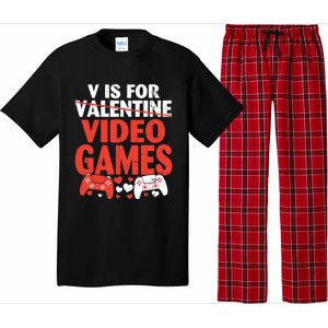 V Is For Video Games Funny Valentines Day Gamer Cute Gift Pajama Set