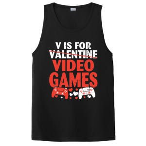 V Is For Video Games Funny Valentines Day Gamer Cute Gift PosiCharge Competitor Tank