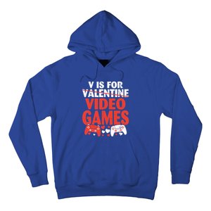 V Is For Video Games Funny Valentines Day Gamer Cute Gift Hoodie