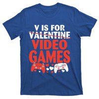 V Is For Video Games Funny Valentines Day Gamer Cute Gift T-Shirt