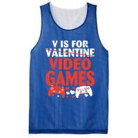 V Is For Video Games Funny Valentines Day Gamer Cute Gift Mesh Reversible Basketball Jersey Tank