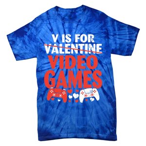 V Is For Video Games Funny Valentines Day Gamer Cute Gift Tie-Dye T-Shirt