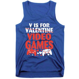 V Is For Video Games Funny Valentines Day Gamer Cute Gift Tank Top