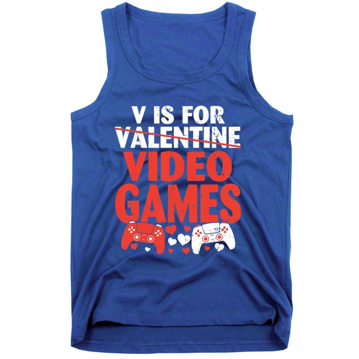 V Is For Video Games Funny Valentines Day Gamer Cute Gift Tank Top