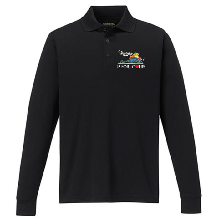 Virginia Is For The Lovers For  Women Performance Long Sleeve Polo