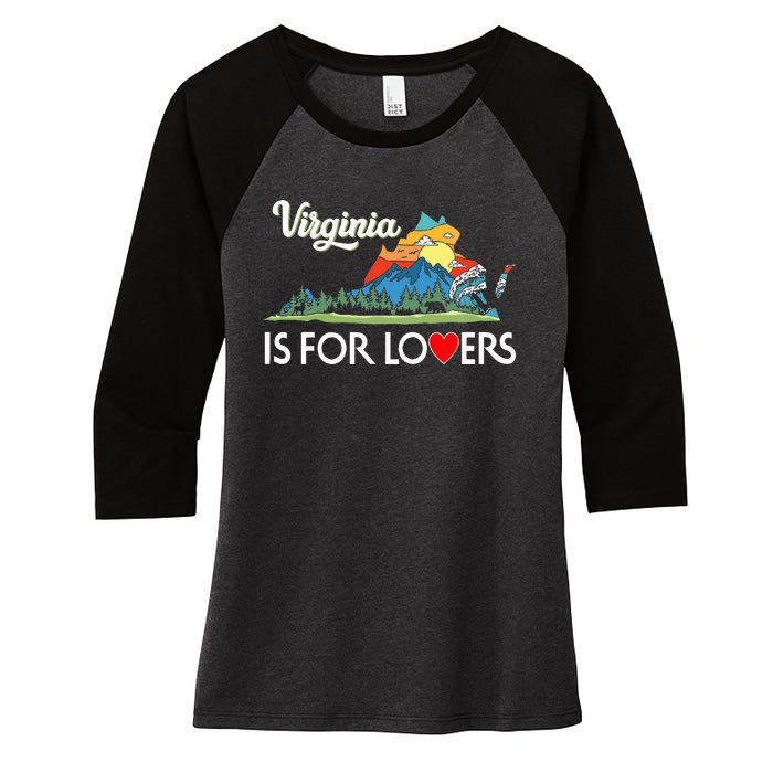 Virginia Is For The Lovers For  Women Women's Tri-Blend 3/4-Sleeve Raglan Shirt