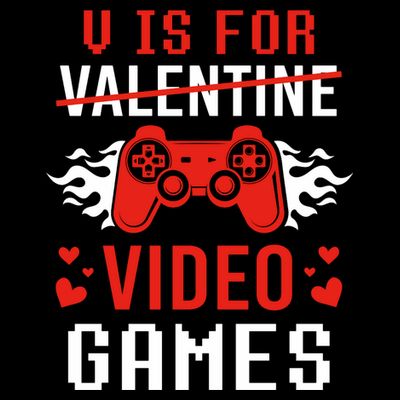 V Is For Video Games Lovers Funny Valentines Day T-Shirt
