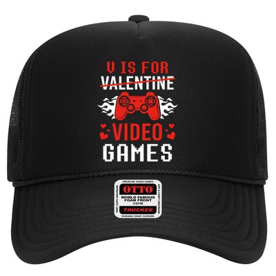 V Is For Video Games Lovers Funny Valentines Day Trucker Hat