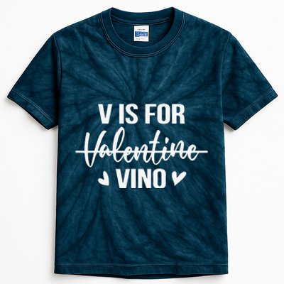 V Is For Vino Anti Valentine's Day Drinking Wine Kids Tie-Dye T-Shirt