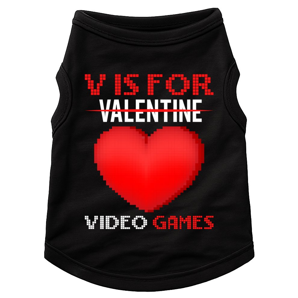 V Is For Video Games Funny Valentines Day Video Games Lovers Gift Doggie Tank
