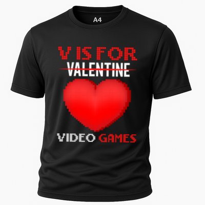 V Is For Video Games Funny Valentines Day Video Games Lovers Gift Performance Shirt