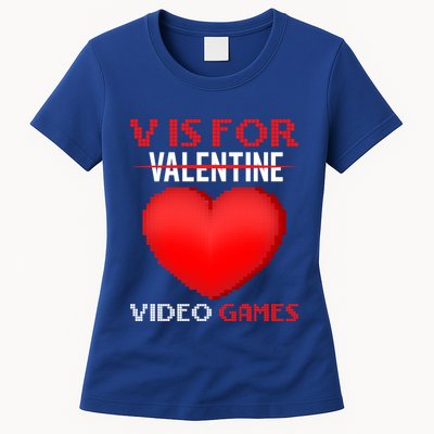 V Is For Video Games Funny Valentines Day Video Games Lovers Gift Womens T-Shirt
