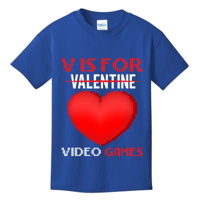 V Is For Video Games Funny Valentines Day Video Games Lovers Gift Kids T-Shirt