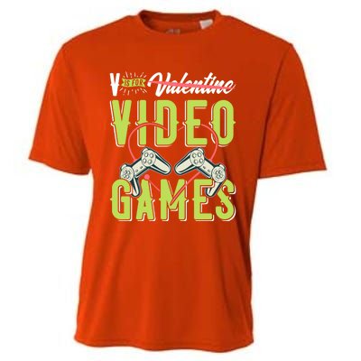 V Is For Valentines Video Games Gift For Gamer Lover Control Meaningful Gift Cooling Performance Crew T-Shirt