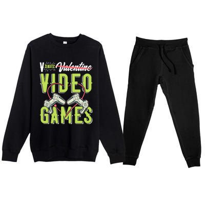 V Is For Valentines Video Games Gift For Gamer Lover Control Meaningful Gift Premium Crewneck Sweatsuit Set