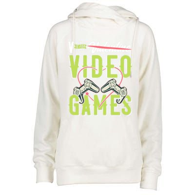 V Is For Valentines Video Games Gift For Gamer Lover Control Meaningful Gift Womens Funnel Neck Pullover Hood