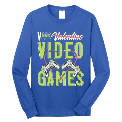 V Is For Valentines Video Games Gift For Gamer Lover Control Meaningful Gift Long Sleeve Shirt