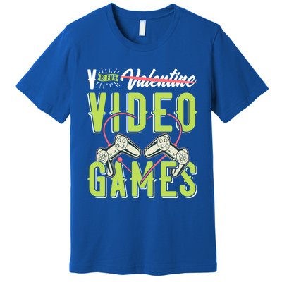 V Is For Valentines Video Games Gift For Gamer Lover Control Meaningful Gift Premium T-Shirt