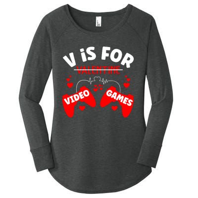 V Is For Video Games Game Lover T Women's Perfect Tri Tunic Long Sleeve Shirt