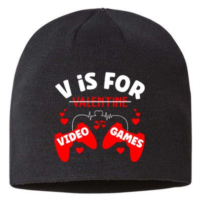 V Is For Video Games Game Lover T Sustainable Beanie