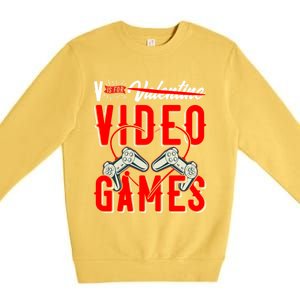 V Is For Valentines Video Games Gift For Gamer Lover Control Great Gift Premium Crewneck Sweatshirt