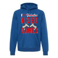 V Is For Valentines Video Games Gift For Gamer Lover Control Great Gift Premium Hoodie