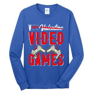 V Is For Valentines Video Games Gift For Gamer Lover Control Great Gift Tall Long Sleeve T-Shirt