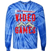 V Is For Valentines Video Games Gift For Gamer Lover Control Great Gift Tie-Dye Long Sleeve Shirt