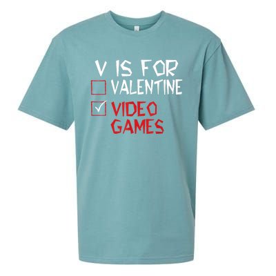 V Is For Video Games Funny Valentines Day Gamer Sueded Cloud Jersey T-Shirt