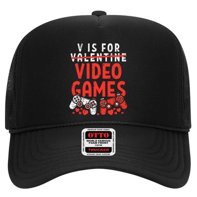 V Is For Video Games Funny ValentineS Day Gamer Design Trucker Hat